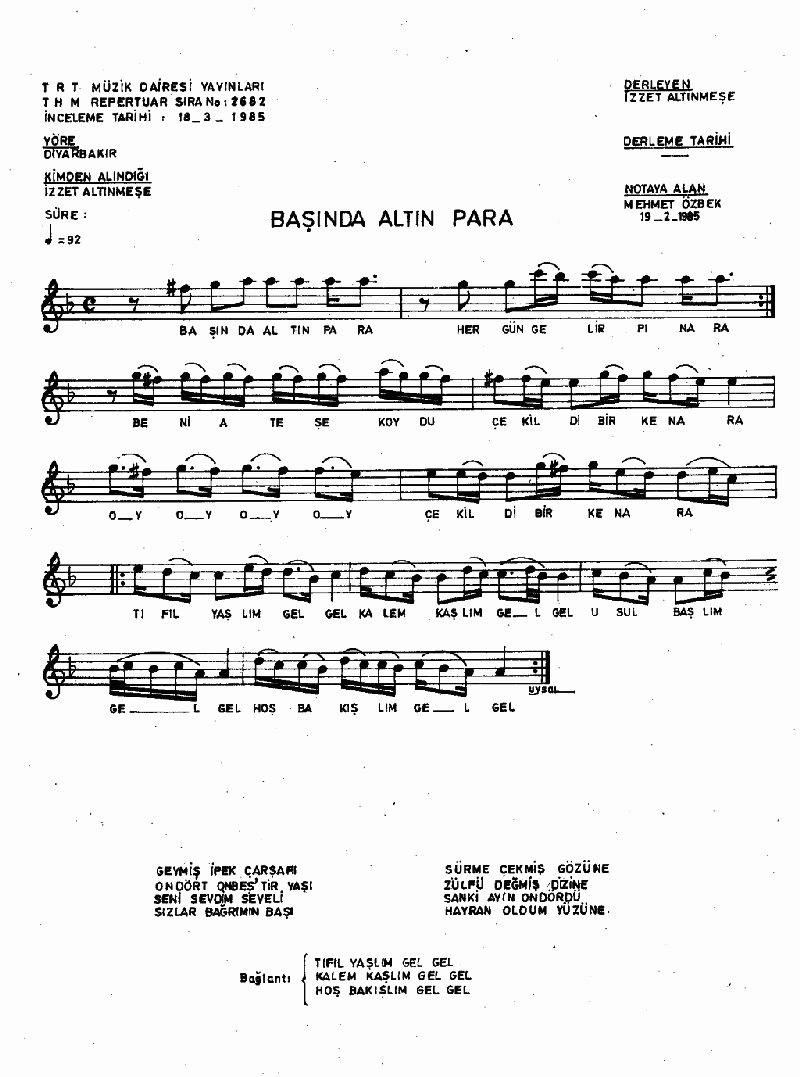 BAŞINDA ALTIN PARA