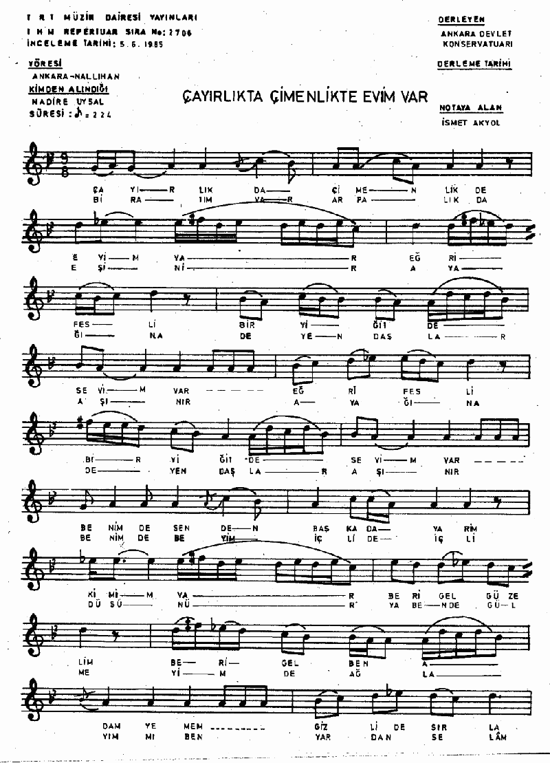 ÇAYIRLIKTA ÇİMENLİKTE EVİM VAR - II