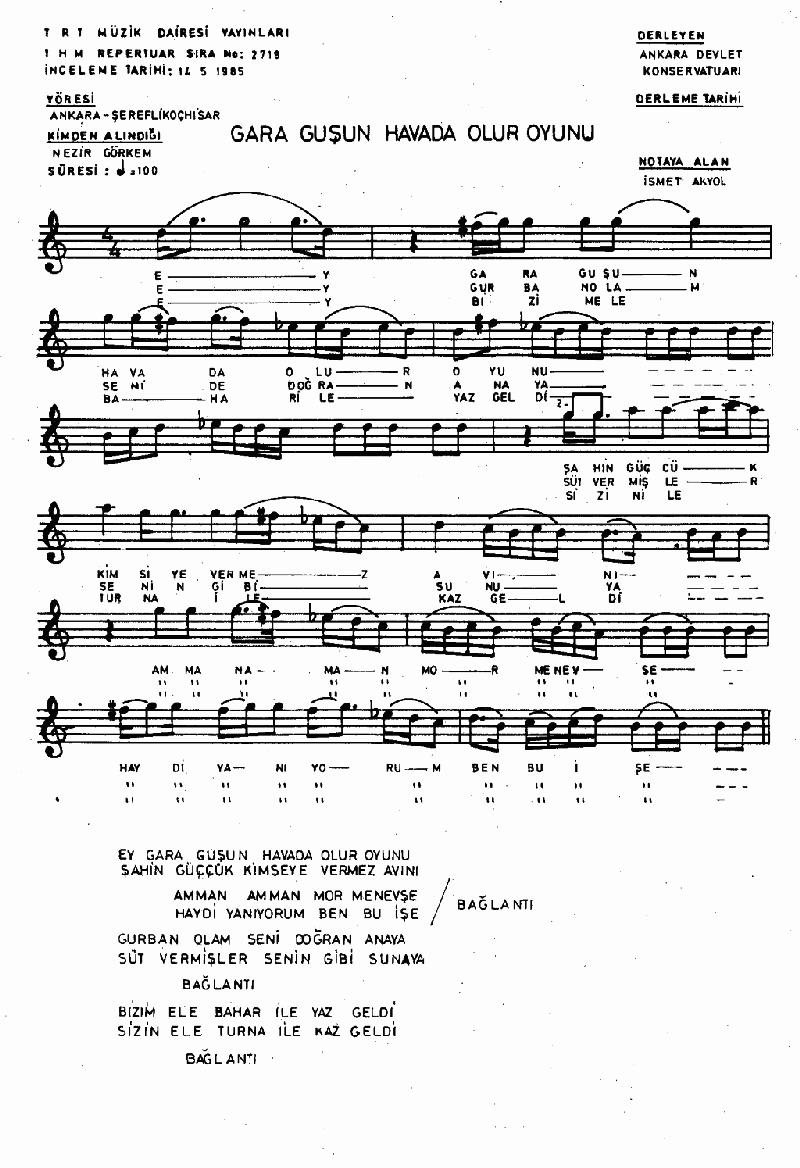 GARA GUŞUN HAVADA OLUR OYUNU