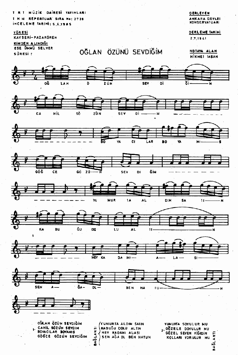 OĞLAN ÖZÜNÜ SEVDİĞİM