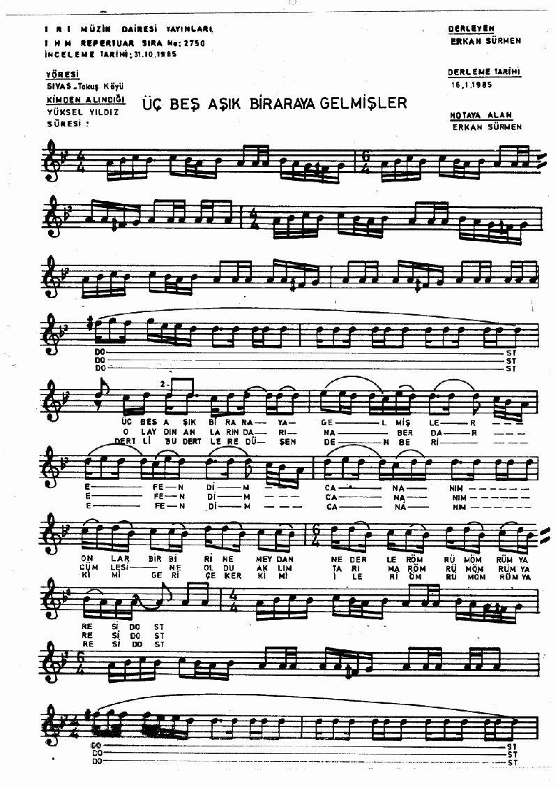 ÜÇ BEŞ AŞIK BİR ARAYA GELMİŞLER