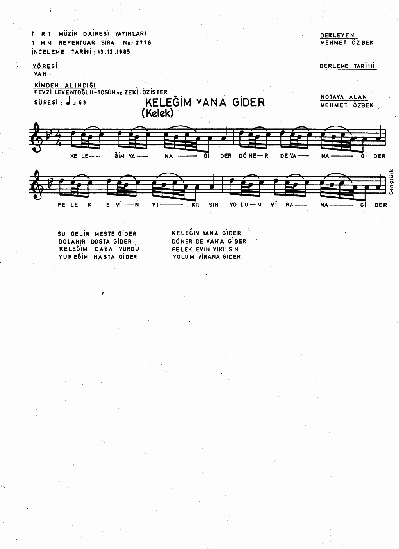 KELEĞİM YANA GİDER