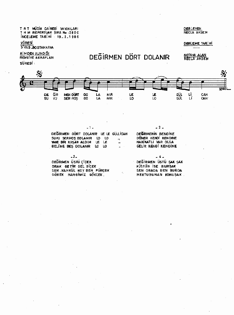 DEĞİRMEN DÖRT DOLANIR