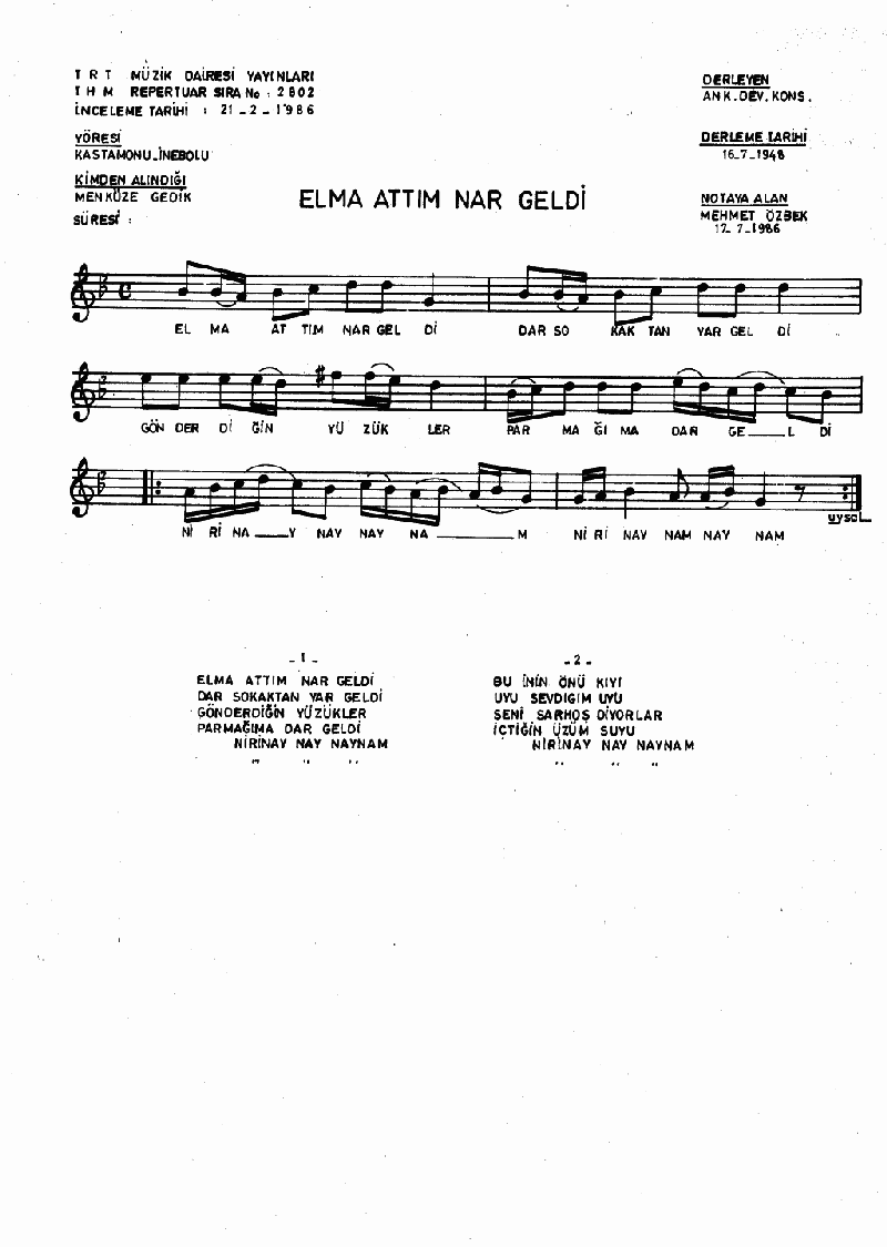 ELMA ATTIM NAR GELDİ