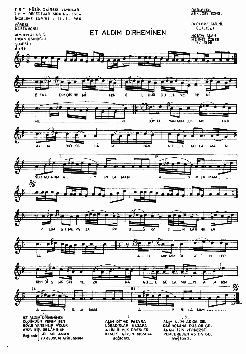 ET ALDIM DİRHEMİNEN - I
