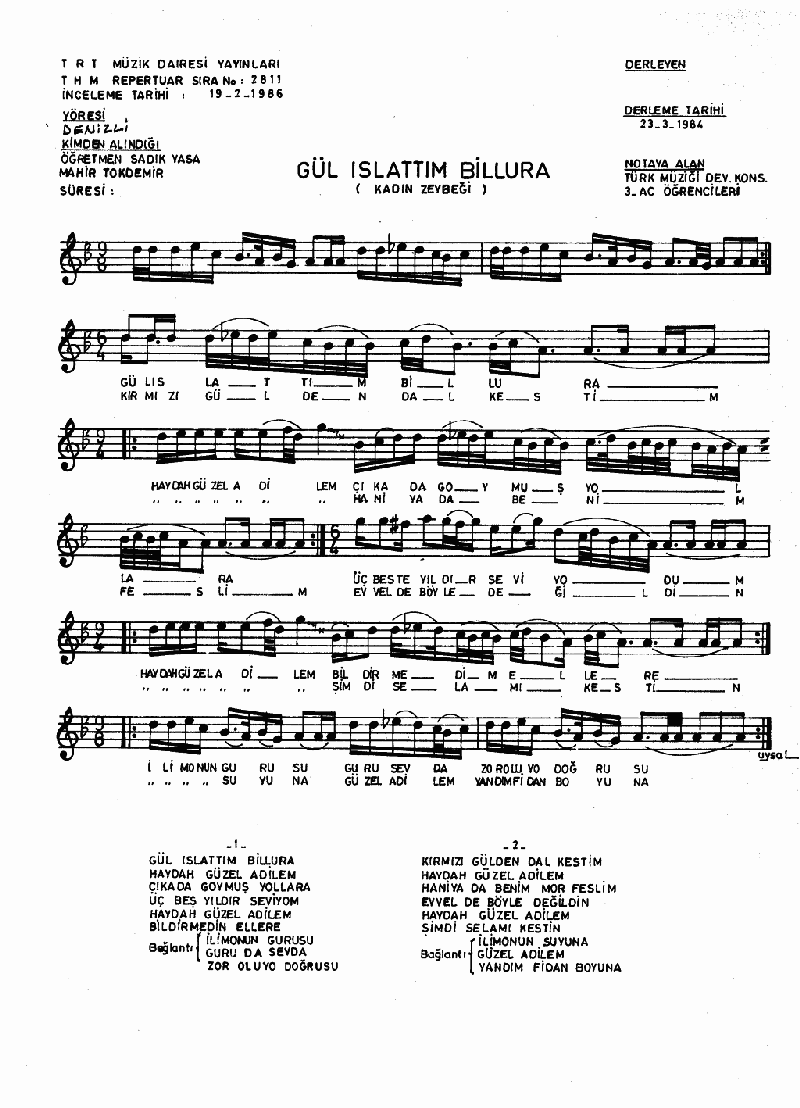 GÜL ISLATTIM BİLLURA