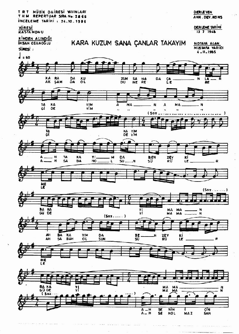 KARA KUZUM SANA ÇANLAR TAKAYIM