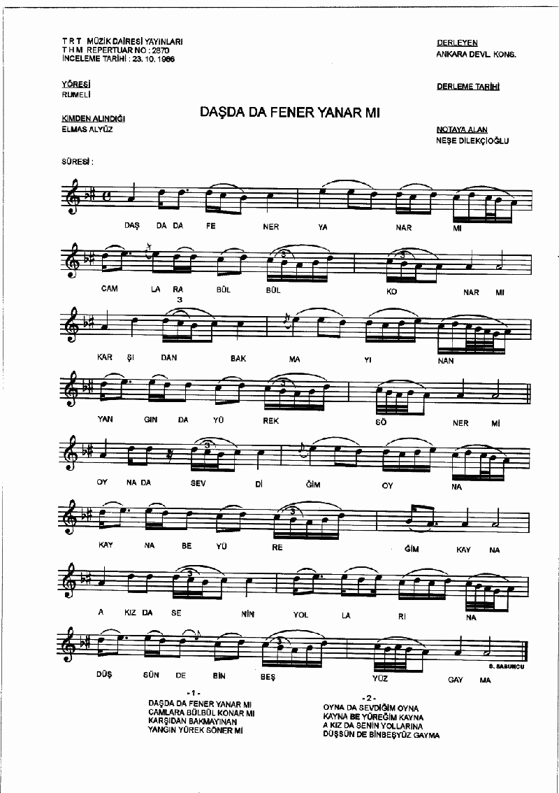 DAŞDA FENER YANAR MI