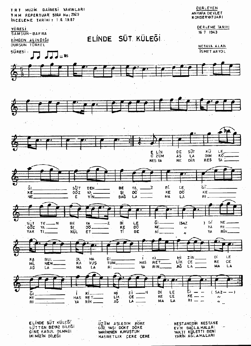 ELİNDE SÜT KÜLEĞİ - I