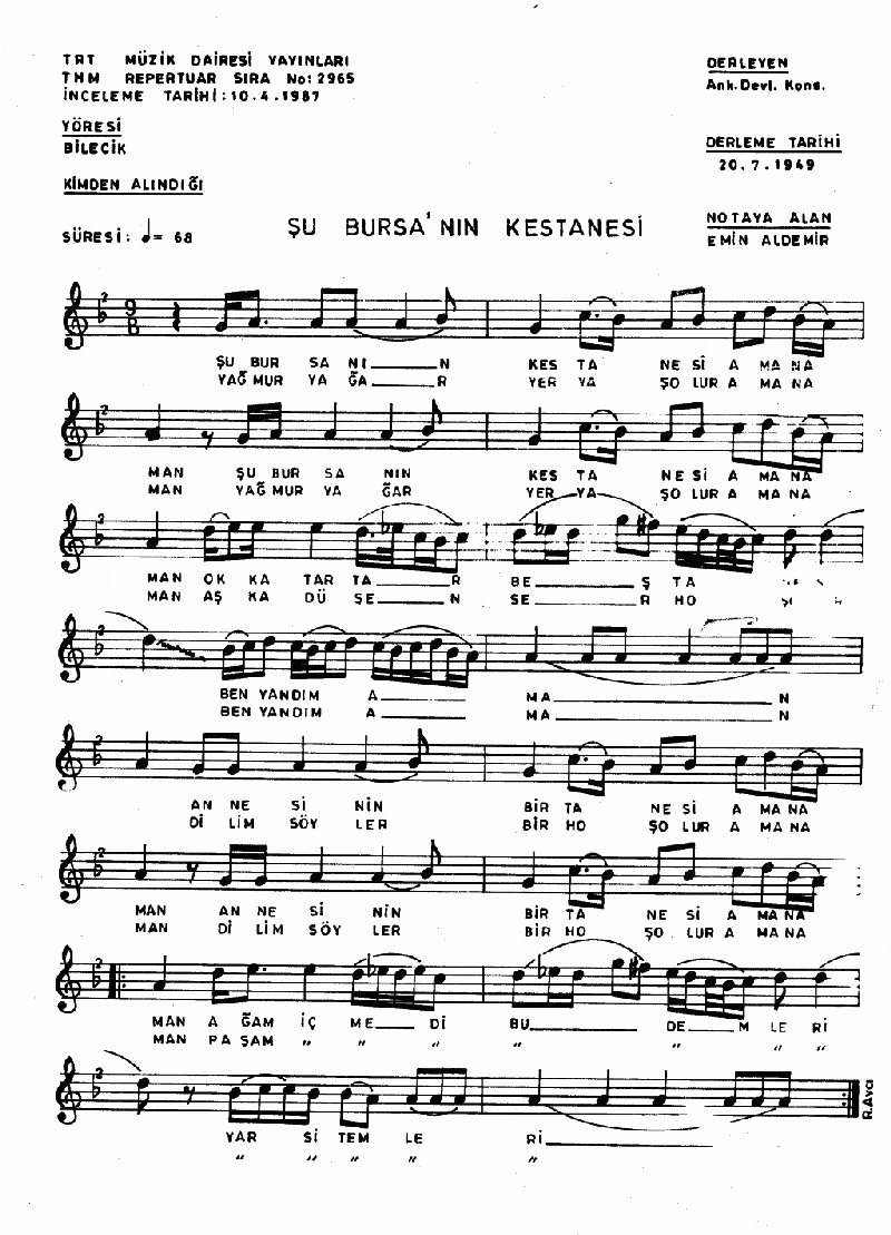 ŞU BURSA'NIN KESTANESİ - I