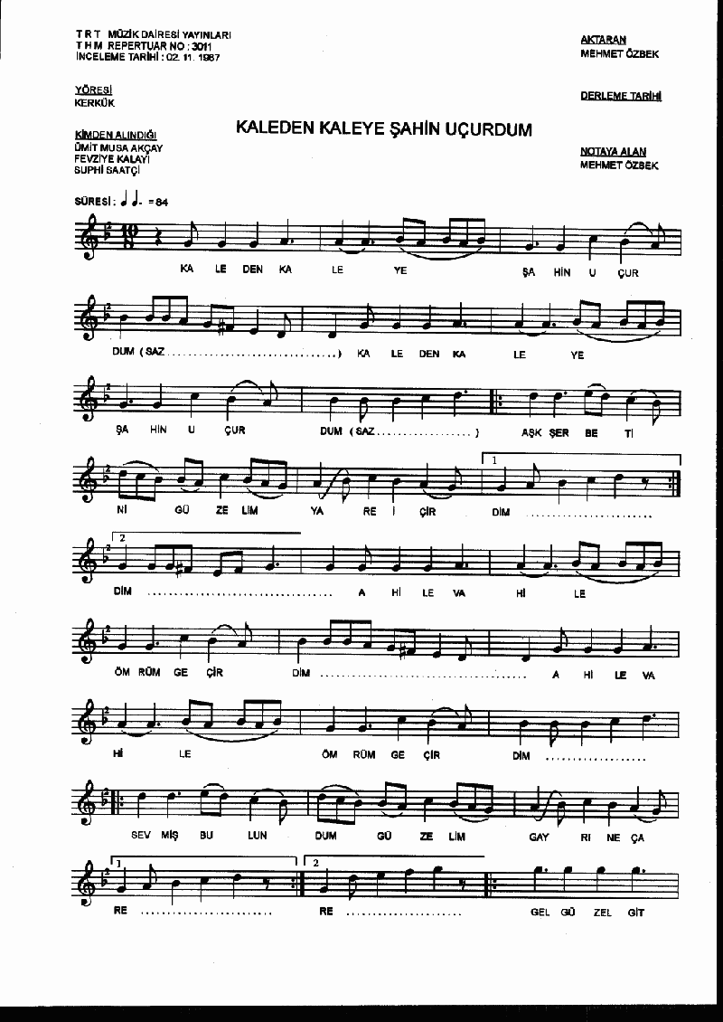 KALEDEN KELEYE ŞAHİN UÇURDUM