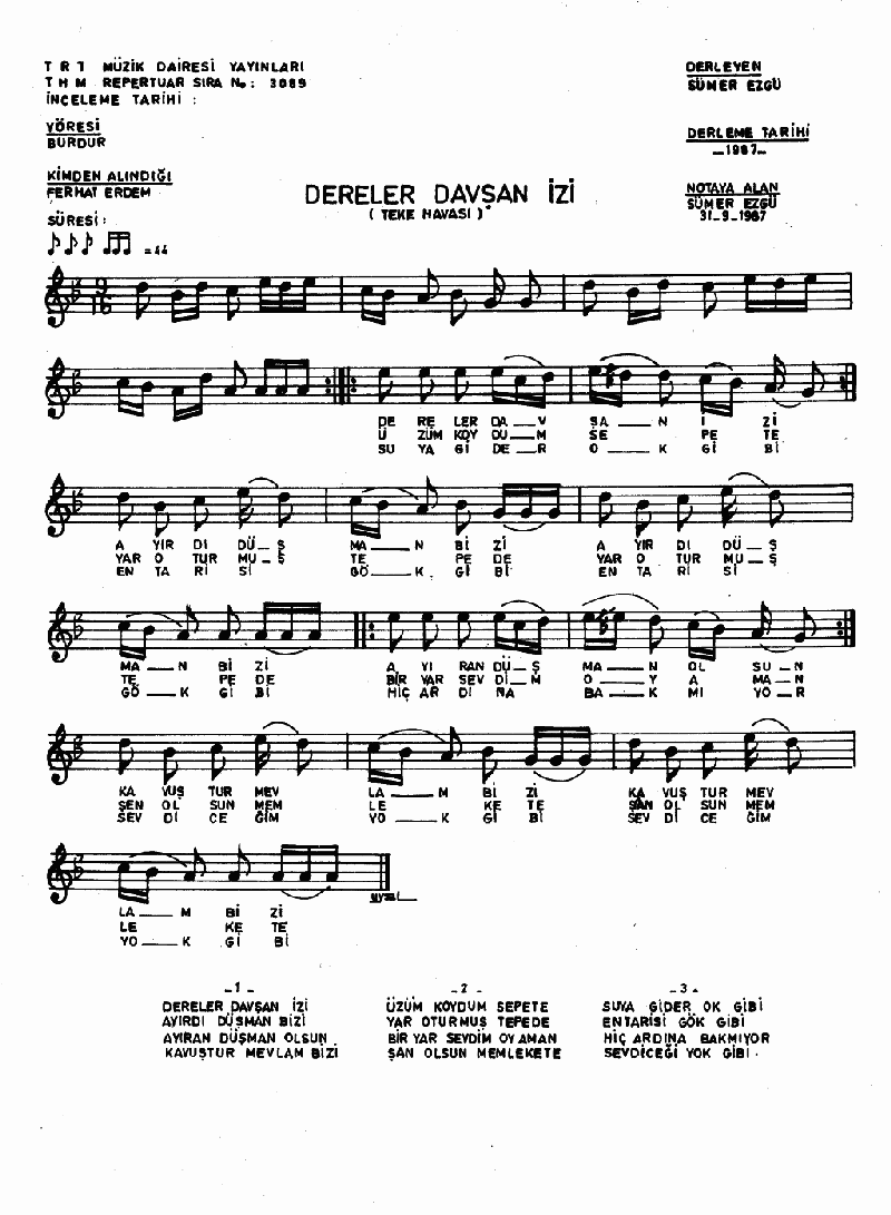 DERELER DAVŞAN İZİ