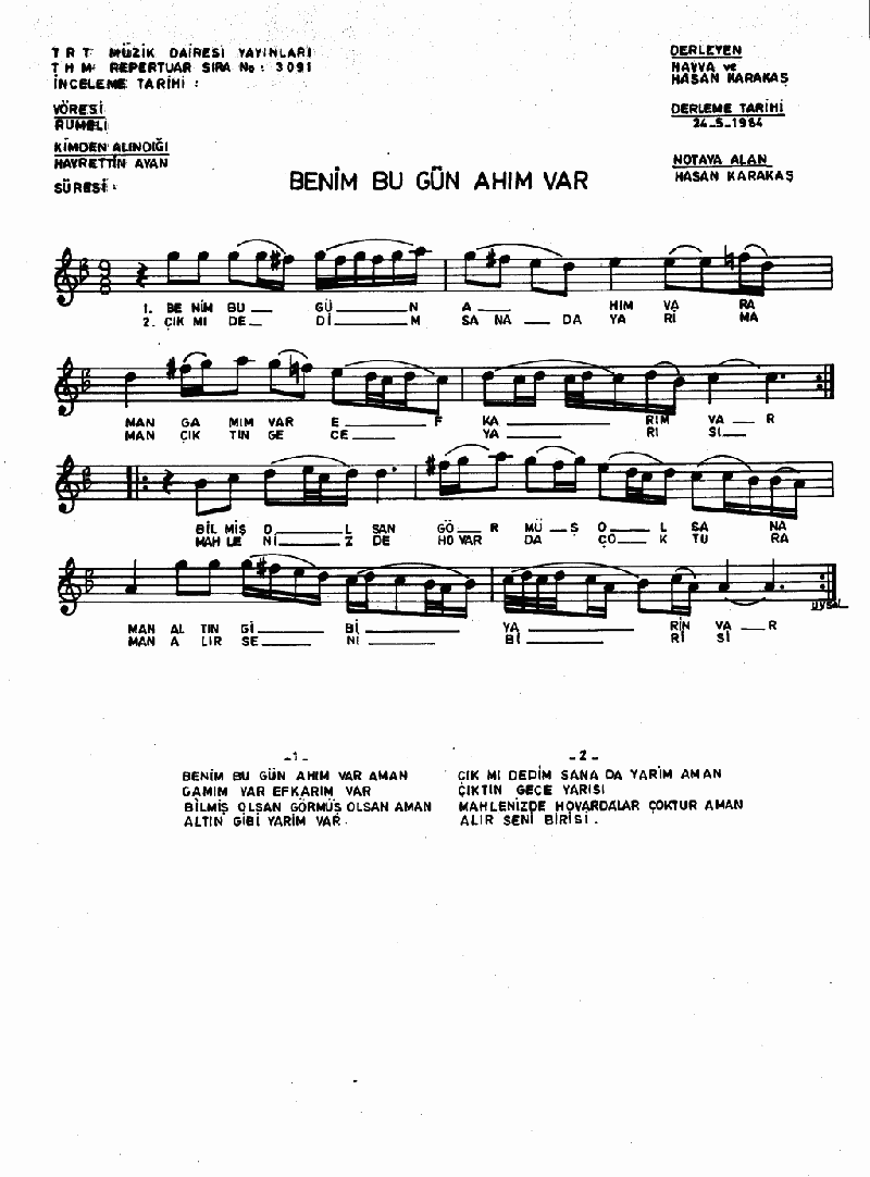 BENİM BUGÜN AHIM VAR
