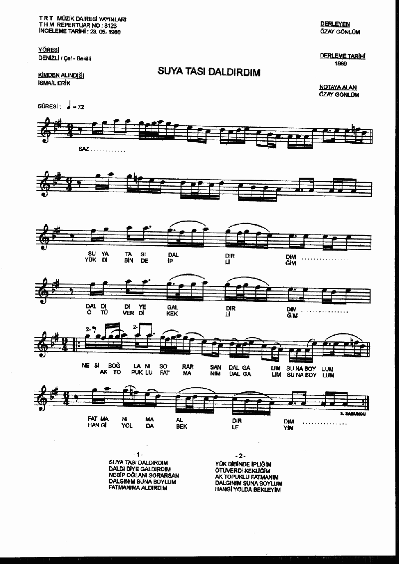 SUYA TASI DALDIRDIM