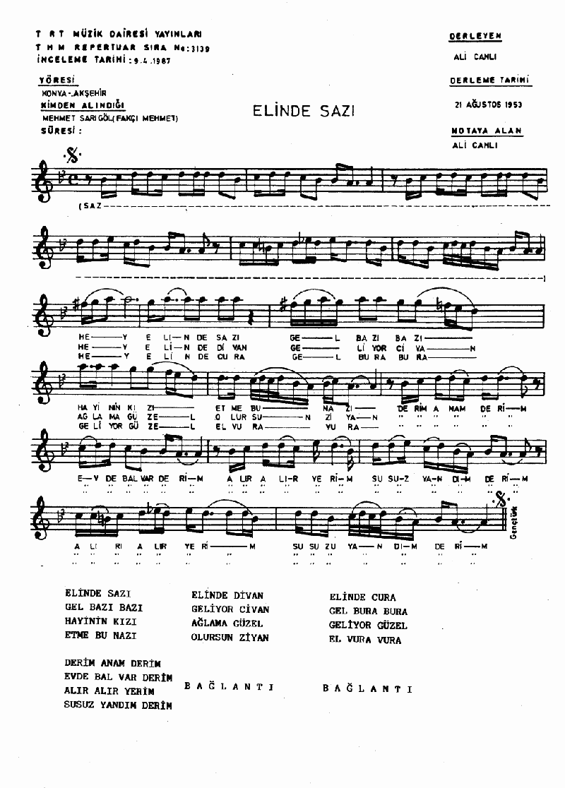 ELİNDE SAZI GEL BAZI BAZI