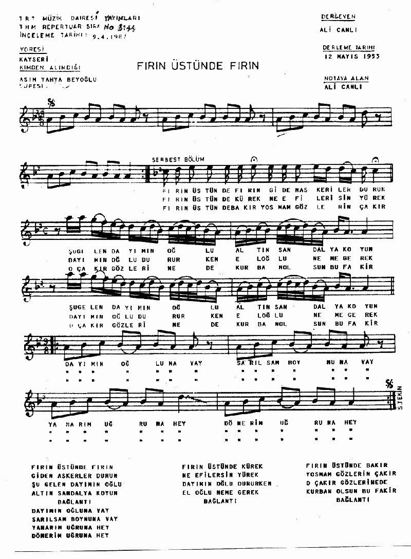 FIRIN ÜSTÜNDE FIRIN - I