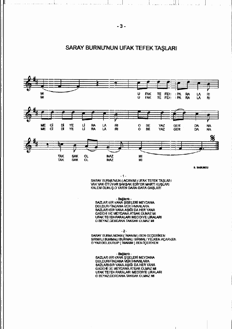 SARAYBURNU'NUN UFAK TEFEK TAŞLARI