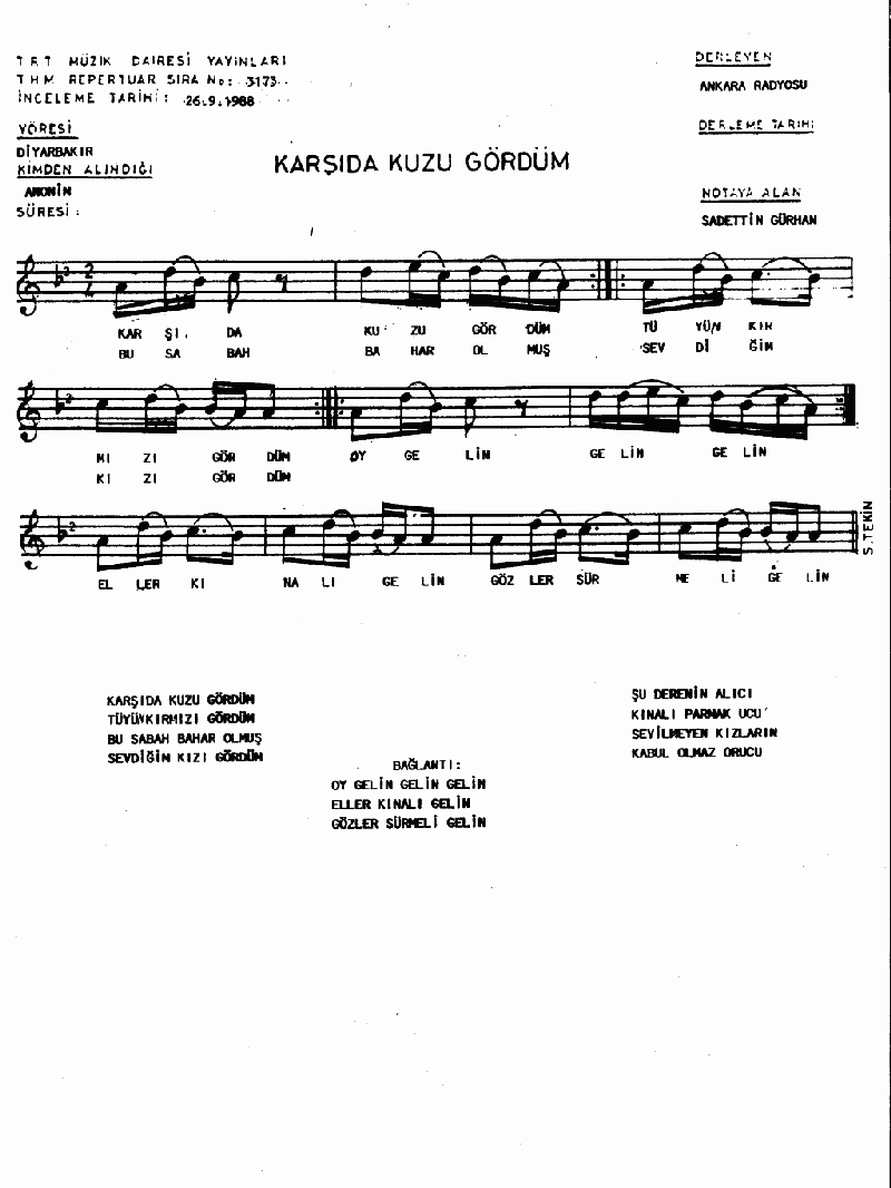 KARŞIDA KUZU GÖRDÜM