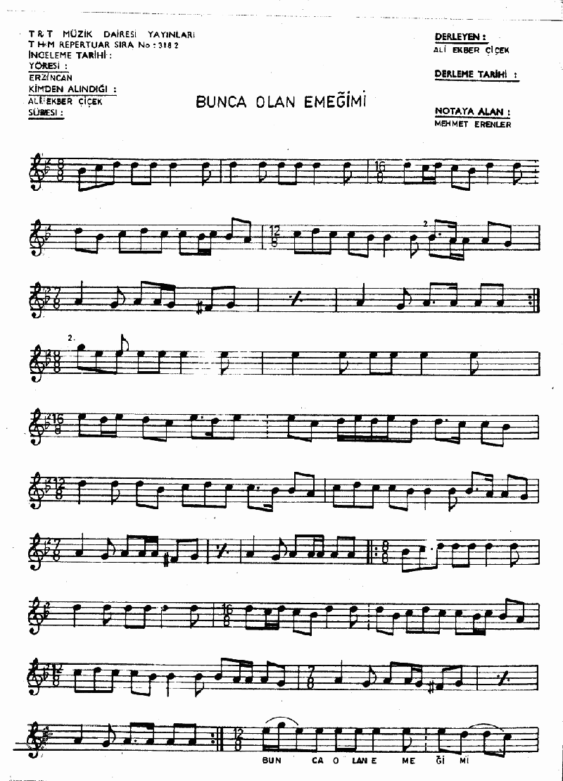 BUNCA OLAN EMEĞİMİ