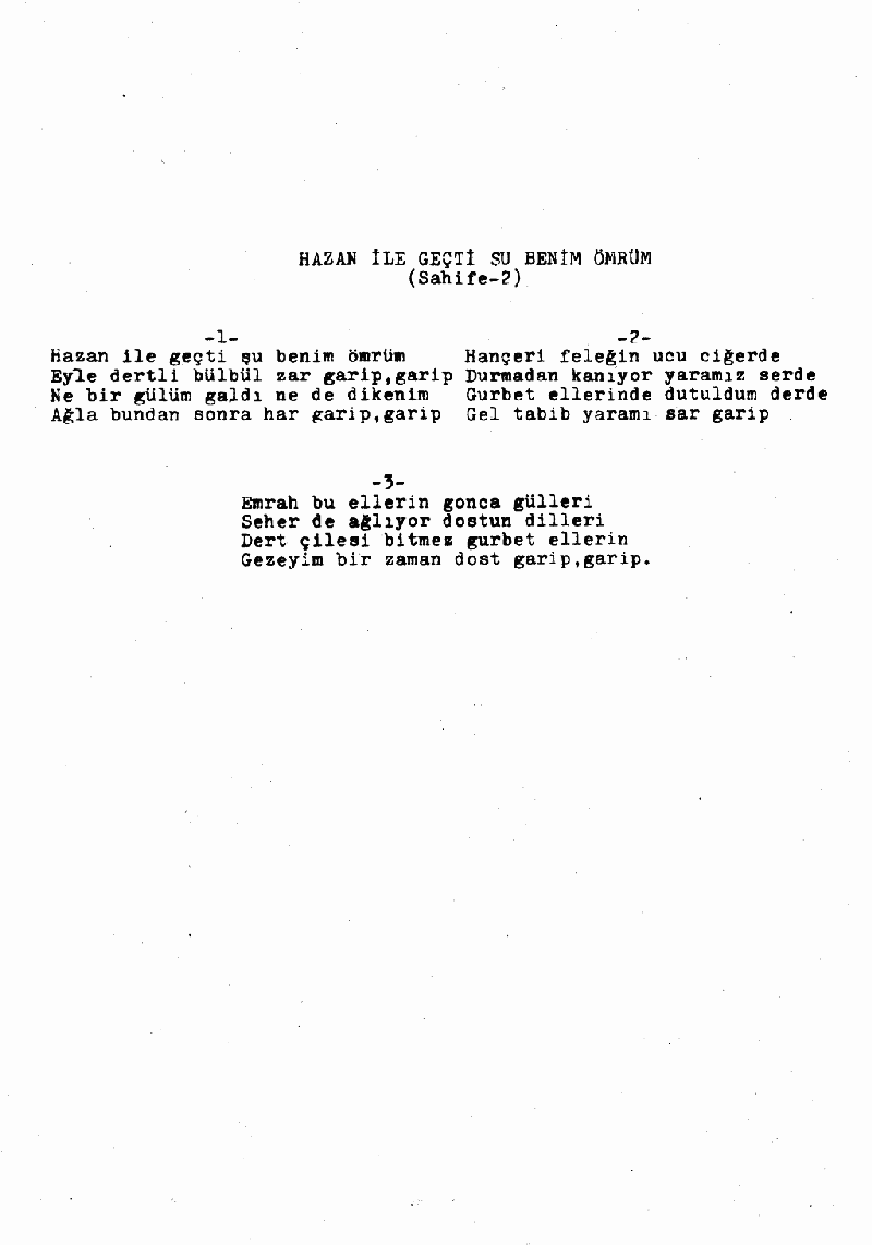 HAZAN İLE GEÇTİ ŞU BENİM ÖMRÜM