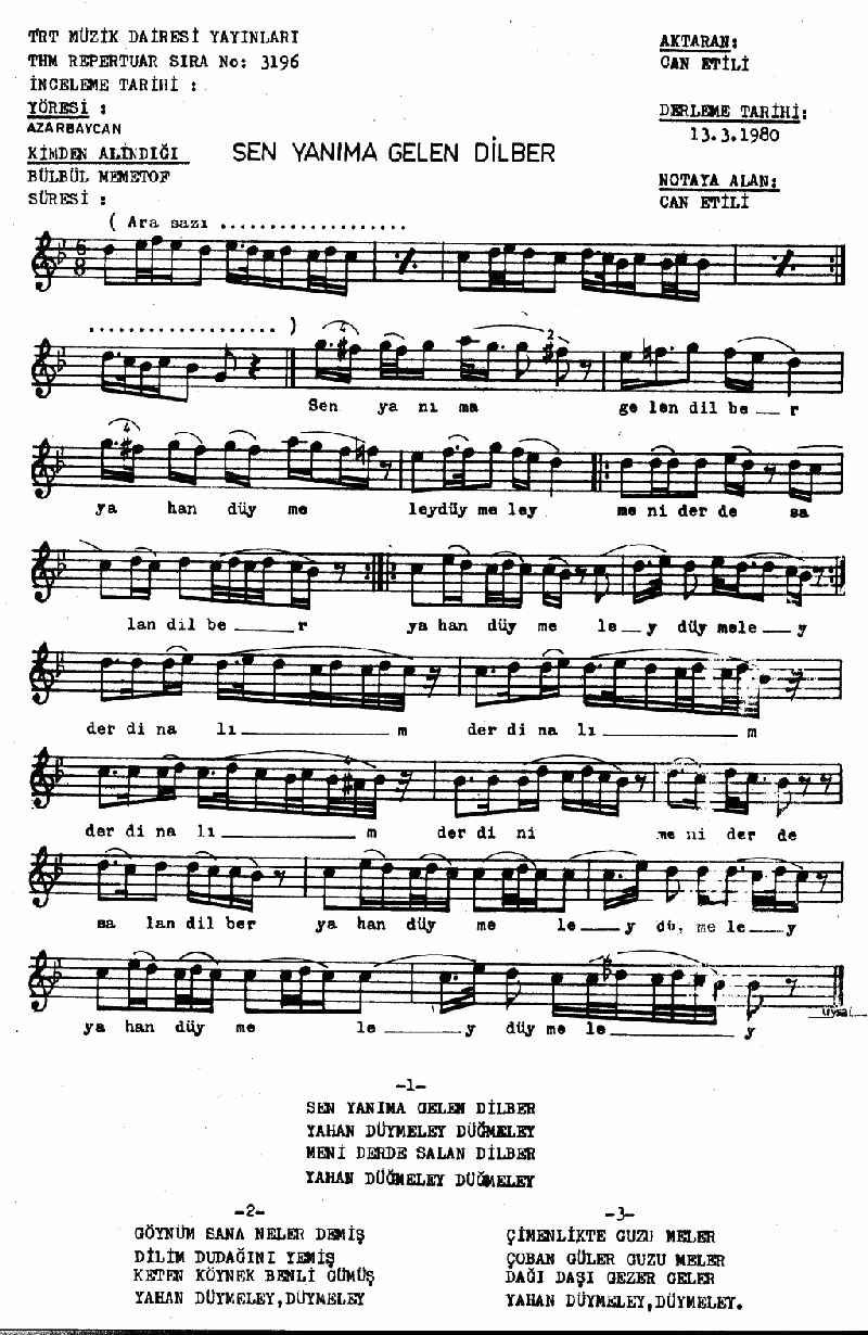 SEN YANIMA GELEN DİLBER