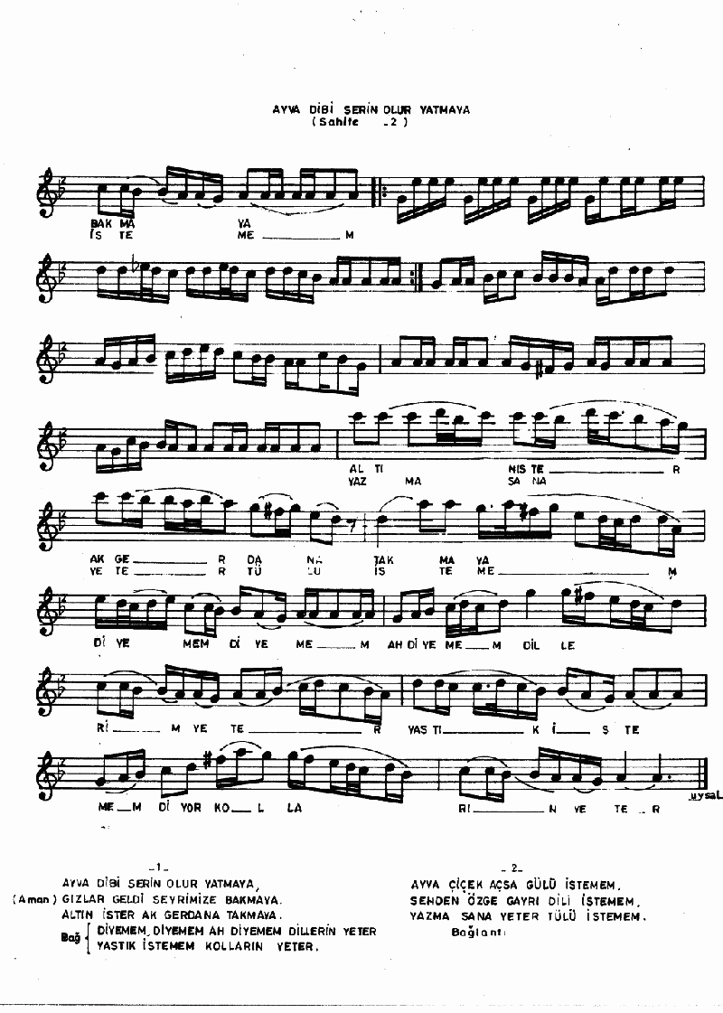 AYVA DİBİ SERİN OLUR YATMAYA - I