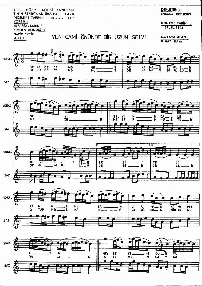 YENİ CAMİ ÖNÜNDE BİR UZUN SELVİ