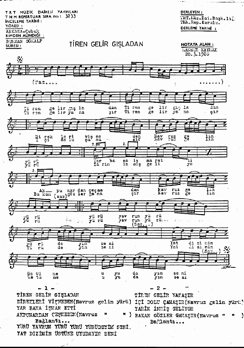 TİREN GELİR GIŞLADAN