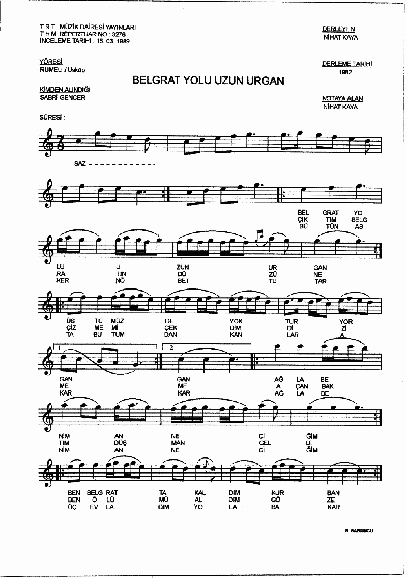 BELGRAT YOLU UZUN URGAN