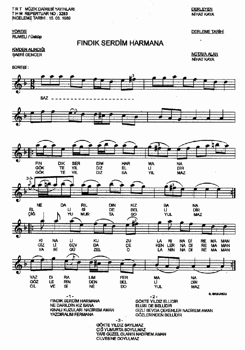FINDIK SERDİM HARMANA