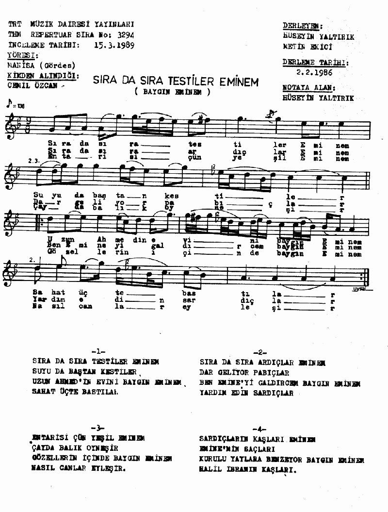 SIRA DA SIRA TESTİLER