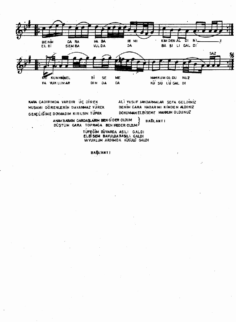 KARA ÇADIRIMDA VARDIR ÜÇ DİREK