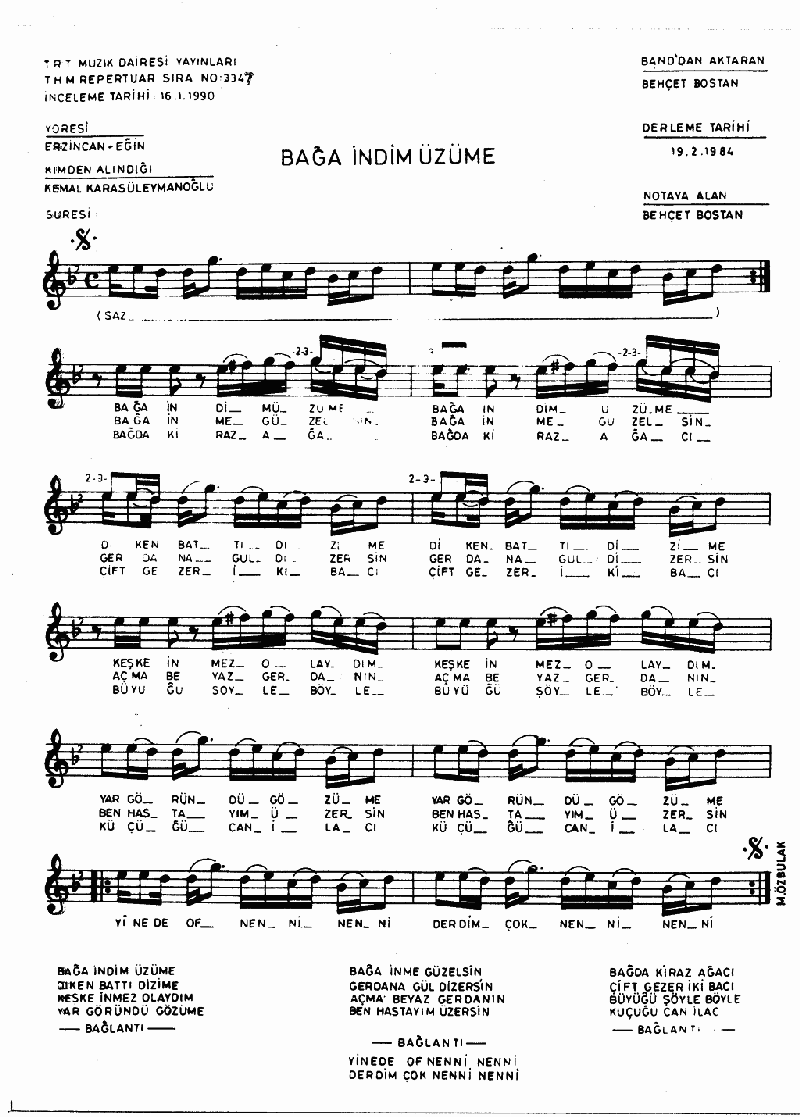 BAĞA İNDİM ÜZÜME