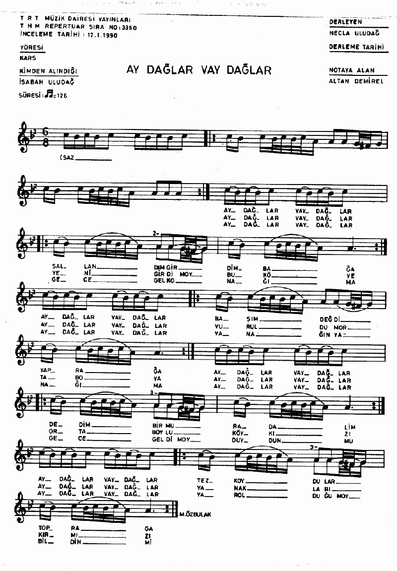 AY DAĞLAR VAY DAĞLAR