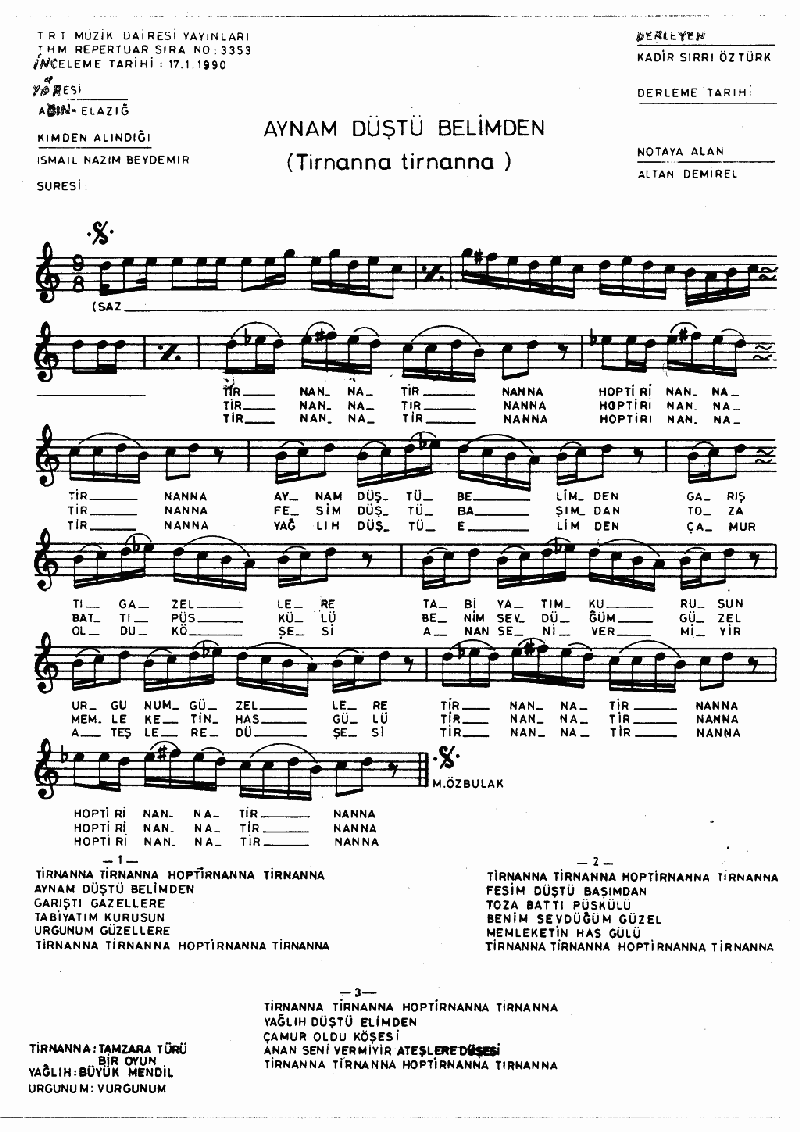 AYNAM DÜŞTÜ BELİMDEN