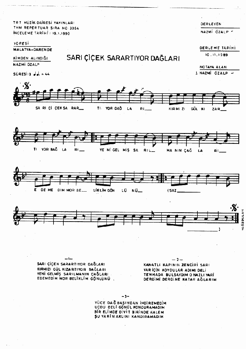 SARI ÇİÇEK SARARTIYOR DAĞLARI