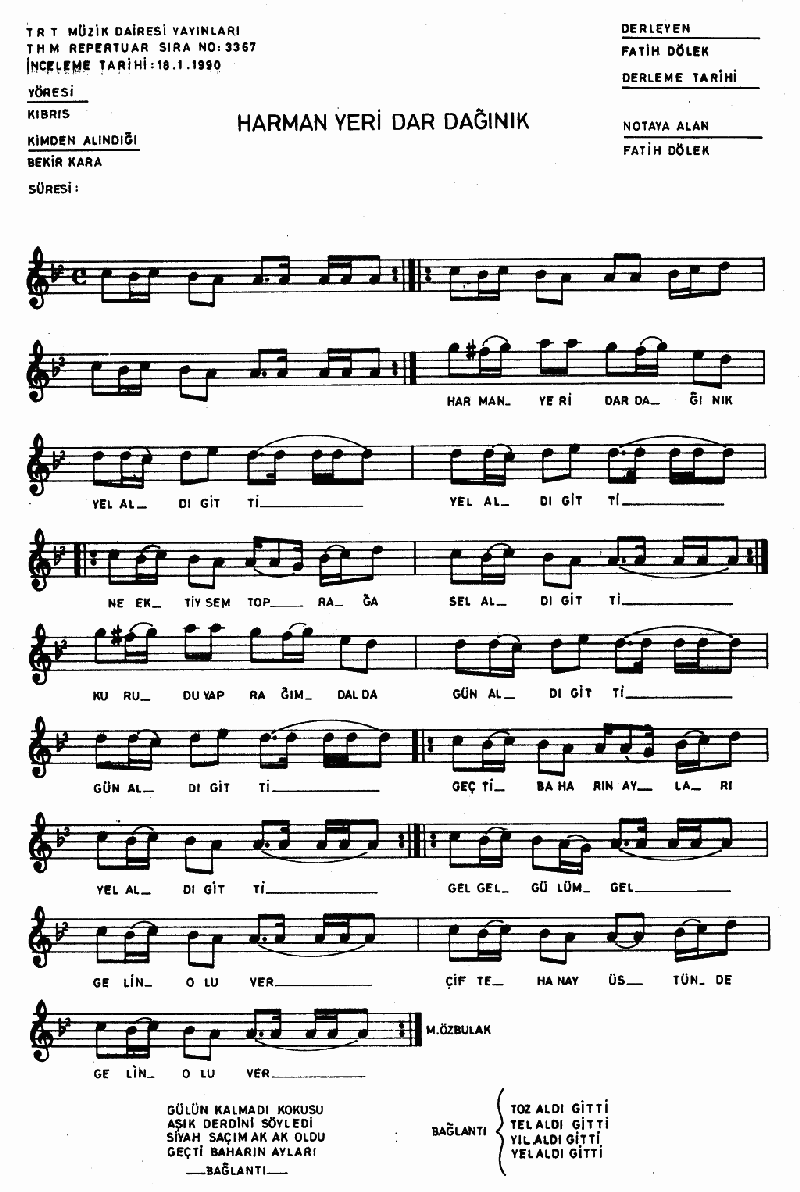 HARMAN YERİ DAR DAĞINIK