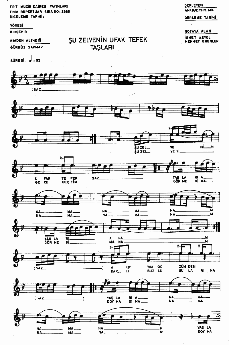 ŞU ZELVENİN UFAK TEFEK TAŞLARI