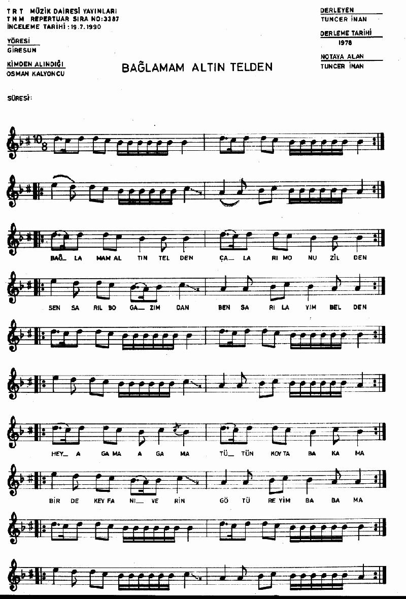 BAĞLAMAM ALTIN TELDEN