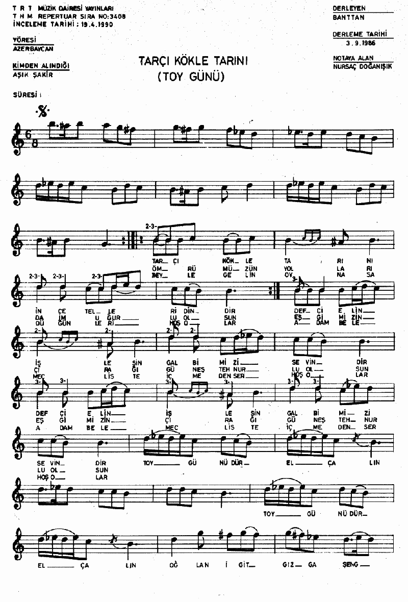 TARÇI KÖKLE TARINI (Toy Günü)