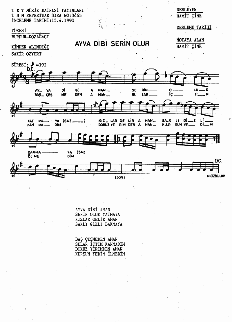 AYVA DİBİ SERİN OLUR - I