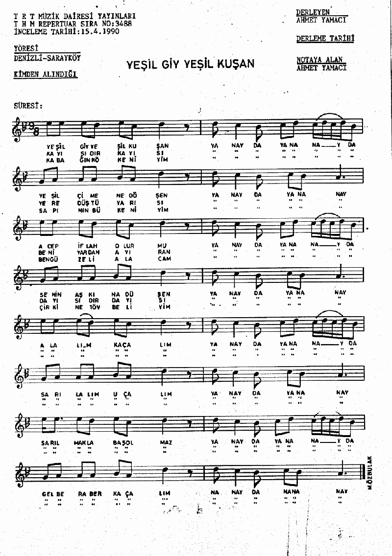 YEŞİL GİY YEŞİL KUŞAN