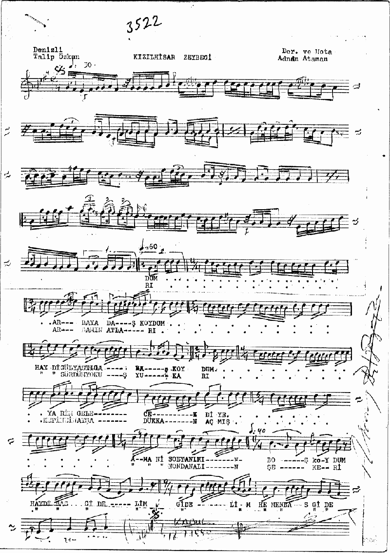 KIZILHİSAR ZEYBEĞİ (Arabaya Daş Koydum)