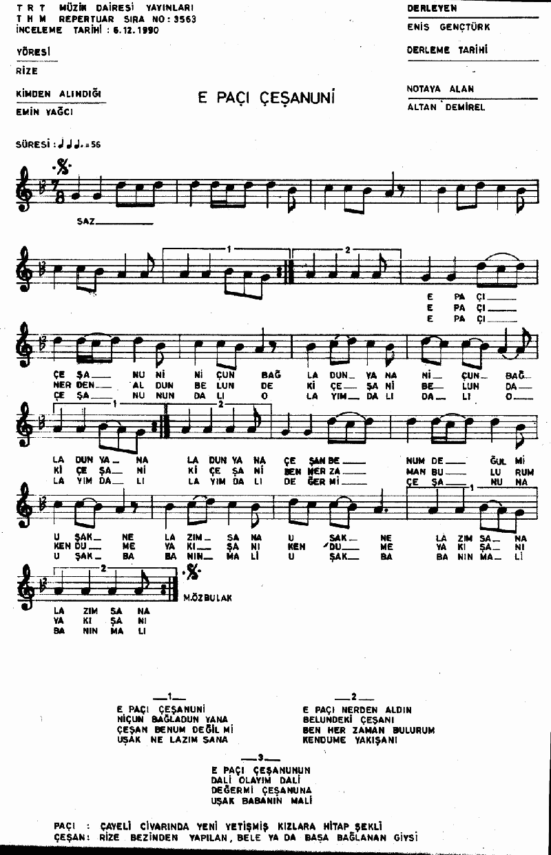 E PAÇI ÇEŞANUNİ