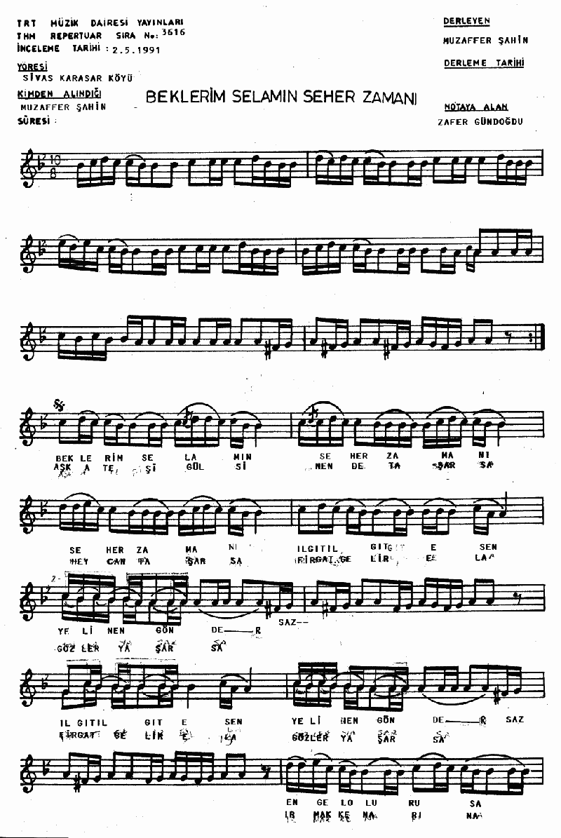 BEKLERİM SELAMIN SEHER ZAMANI