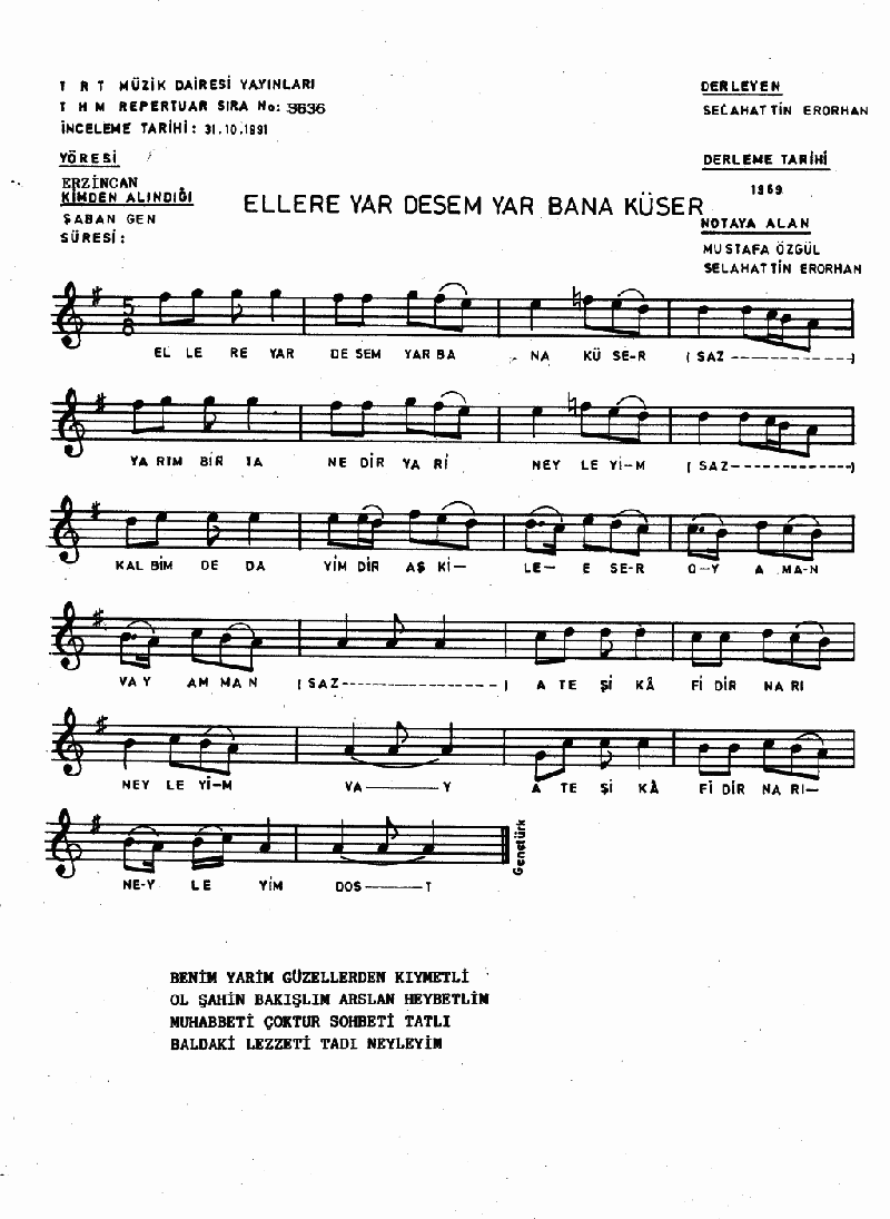 ELLERE YAR DESEM YAR BANA KÜSER
