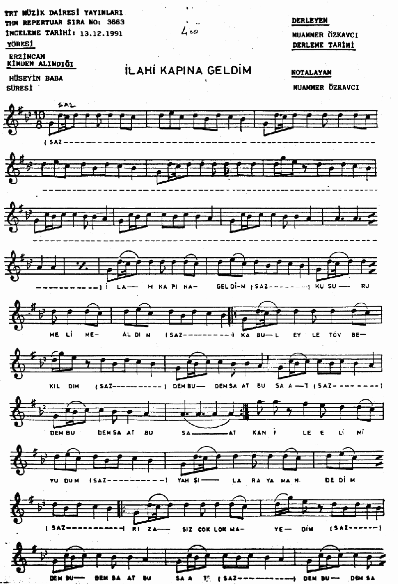 İLAHİ KAPINA GELDİM