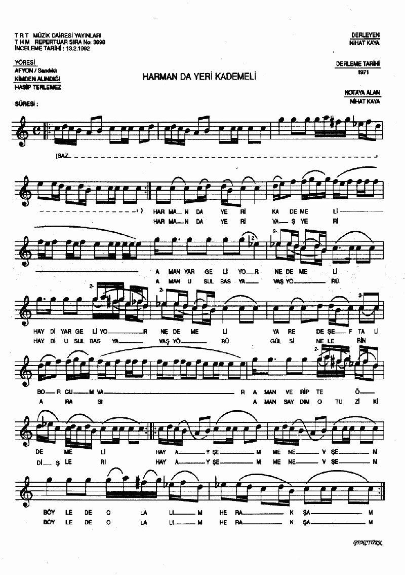 HARMAN DA YERİ KADEMELİ