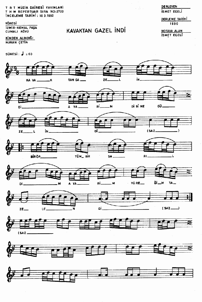 KAVAKTAN GAZEL İNDİ