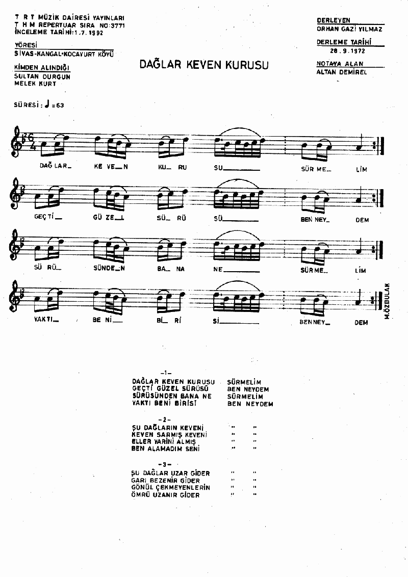 DAĞLAR KEVEN KURUSU